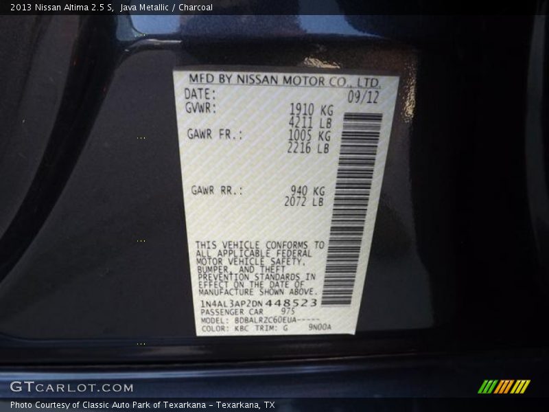Java Metallic / Charcoal 2013 Nissan Altima 2.5 S