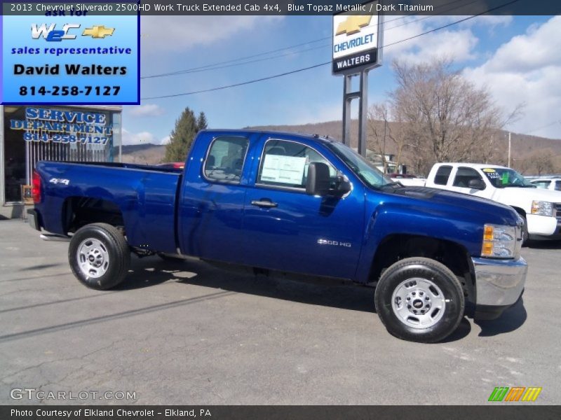 Blue Topaz Metallic / Dark Titanium 2013 Chevrolet Silverado 2500HD Work Truck Extended Cab 4x4