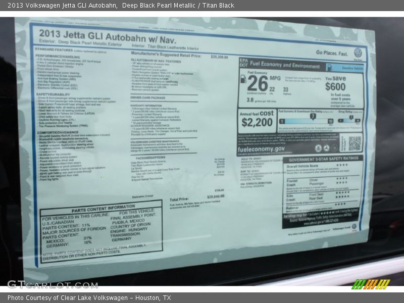 Deep Black Pearl Metallic / Titan Black 2013 Volkswagen Jetta GLI Autobahn