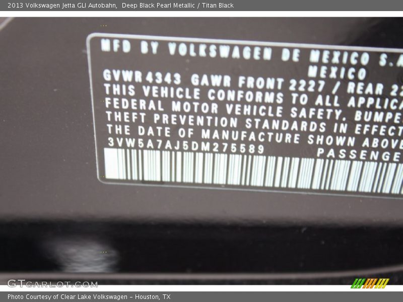 Deep Black Pearl Metallic / Titan Black 2013 Volkswagen Jetta GLI Autobahn