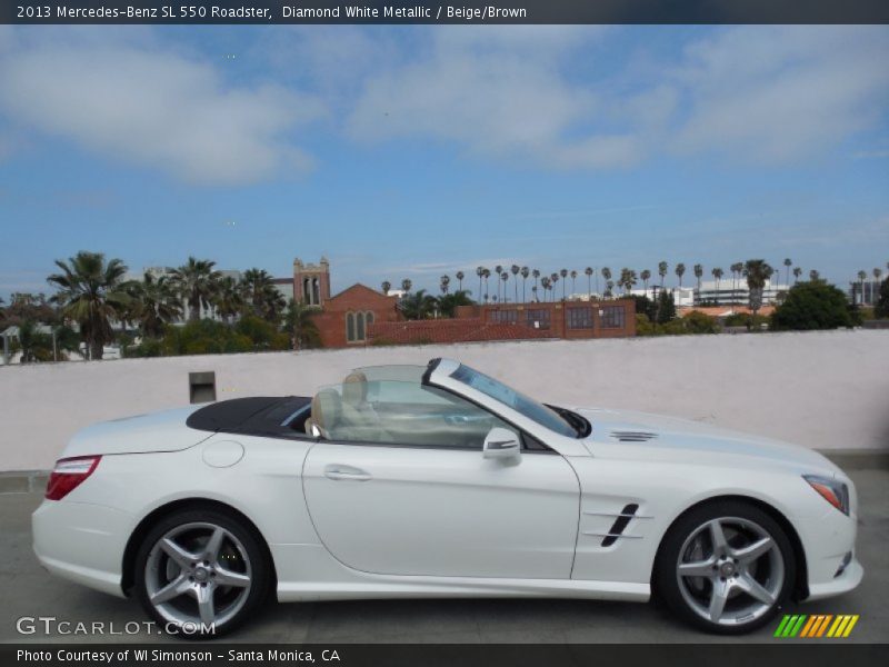 Diamond White Metallic / Beige/Brown 2013 Mercedes-Benz SL 550 Roadster