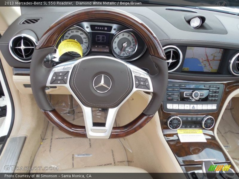 Diamond White Metallic / Beige/Brown 2013 Mercedes-Benz SL 550 Roadster