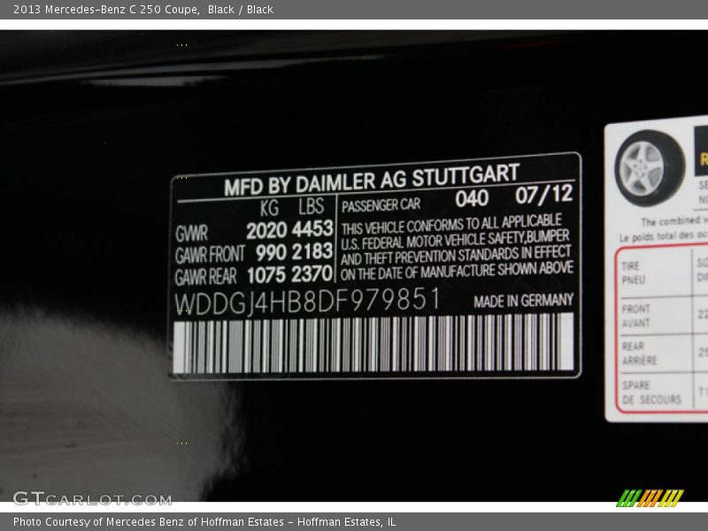 Black / Black 2013 Mercedes-Benz C 250 Coupe