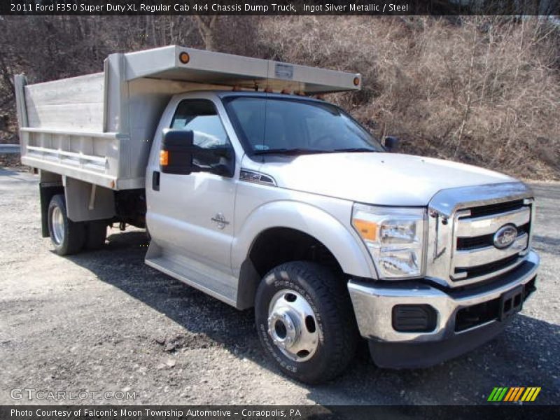 Front 3/4 View of 2011 F350 Super Duty XL Regular Cab 4x4 Chassis Dump Truck