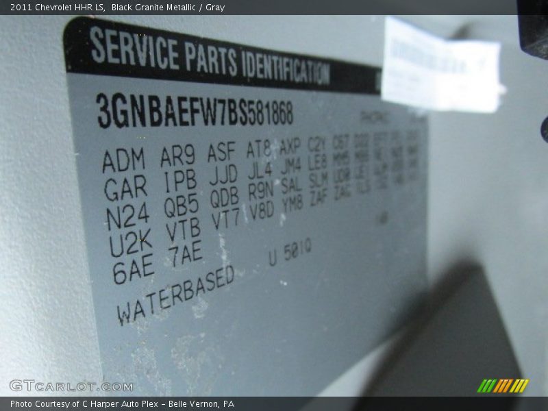 2011 HHR LS Black Granite Metallic Color Code 501Q