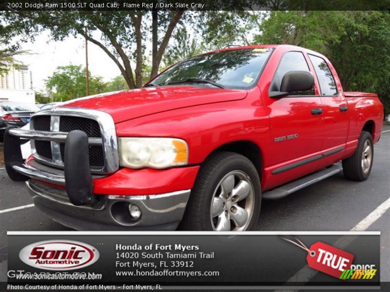 Flame Red / Dark Slate Gray 2002 Dodge Ram 1500 SLT Quad Cab