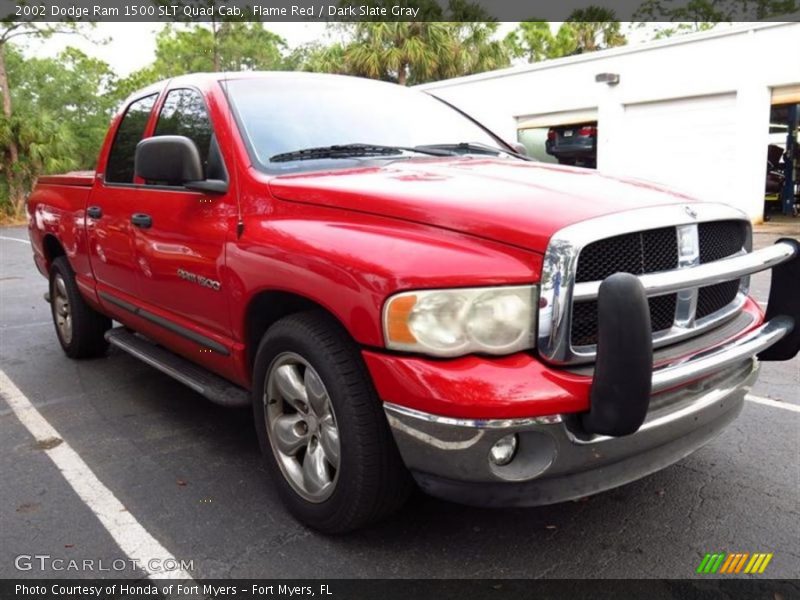 Flame Red / Dark Slate Gray 2002 Dodge Ram 1500 SLT Quad Cab