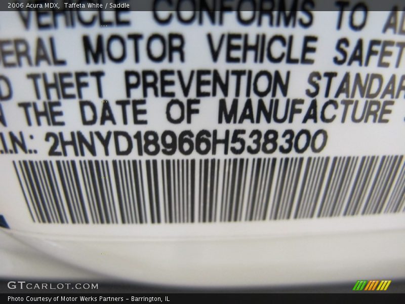 Taffeta White / Saddle 2006 Acura MDX