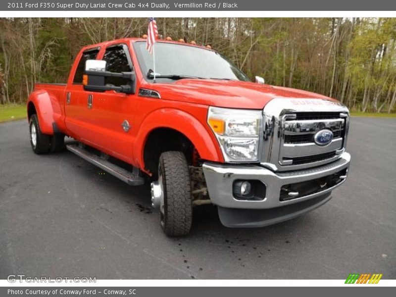 Vermillion Red / Black 2011 Ford F350 Super Duty Lariat Crew Cab 4x4 Dually