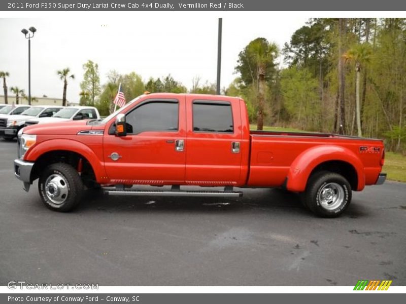 Vermillion Red / Black 2011 Ford F350 Super Duty Lariat Crew Cab 4x4 Dually