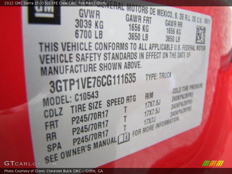 Fire Red / Ebony 2012 GMC Sierra 1500 SLE XFE Crew Cab