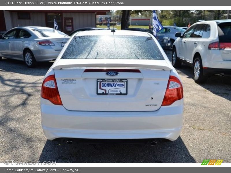 White Platinum Tri-Coat / Medium Light Stone 2011 Ford Fusion SE V6