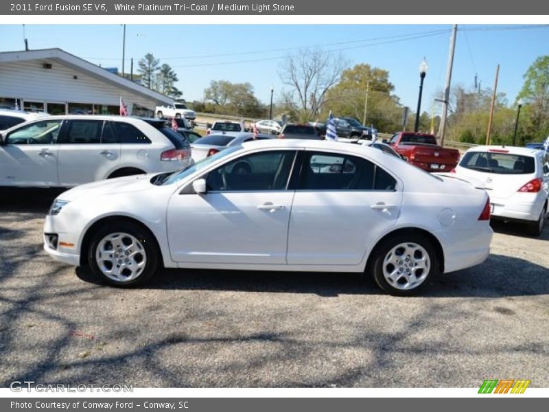 White Platinum Tri-Coat / Medium Light Stone 2011 Ford Fusion SE V6