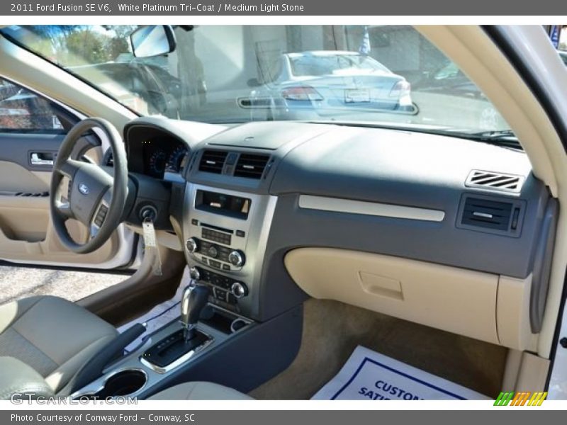 White Platinum Tri-Coat / Medium Light Stone 2011 Ford Fusion SE V6
