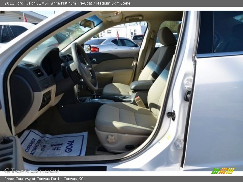 White Platinum Tri-Coat / Medium Light Stone 2011 Ford Fusion SE V6