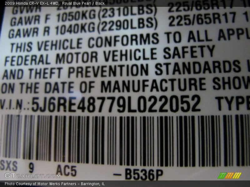Royal Blue Pearl / Black 2009 Honda CR-V EX-L 4WD