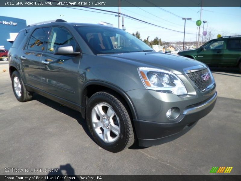 Gray Green Metallic / Ebony 2011 GMC Acadia SLE AWD