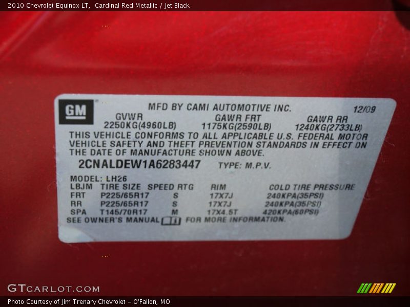 Cardinal Red Metallic / Jet Black 2010 Chevrolet Equinox LT