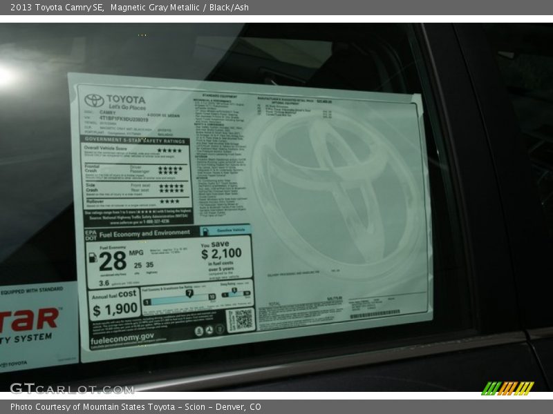 Magnetic Gray Metallic / Black/Ash 2013 Toyota Camry SE