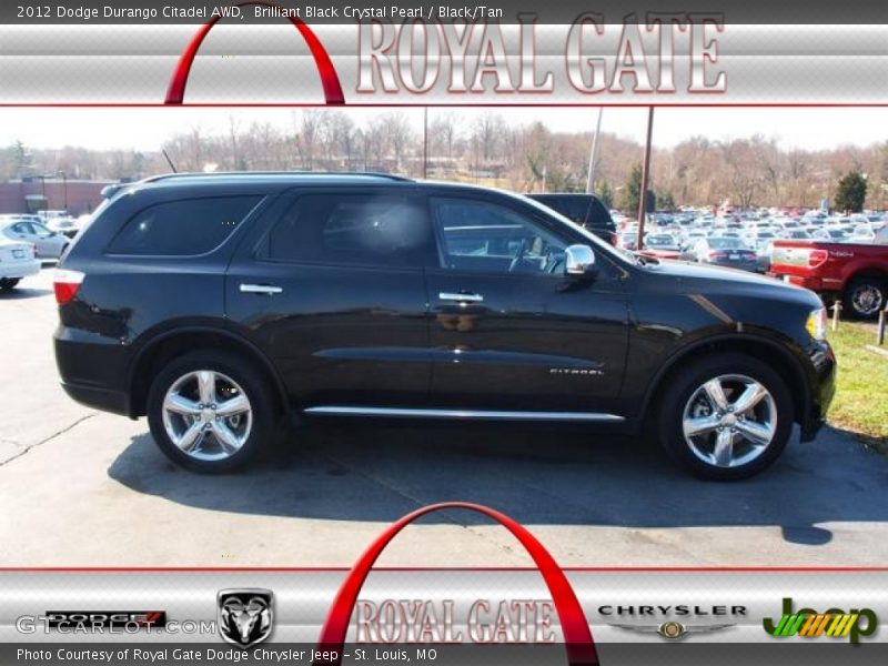 Brilliant Black Crystal Pearl / Black/Tan 2012 Dodge Durango Citadel AWD