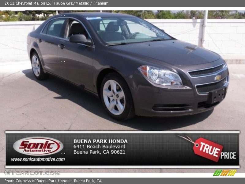 Taupe Gray Metallic / Titanium 2011 Chevrolet Malibu LS