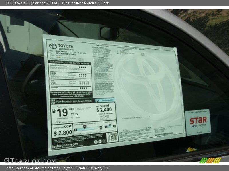 Classic Silver Metallic / Black 2013 Toyota Highlander SE 4WD