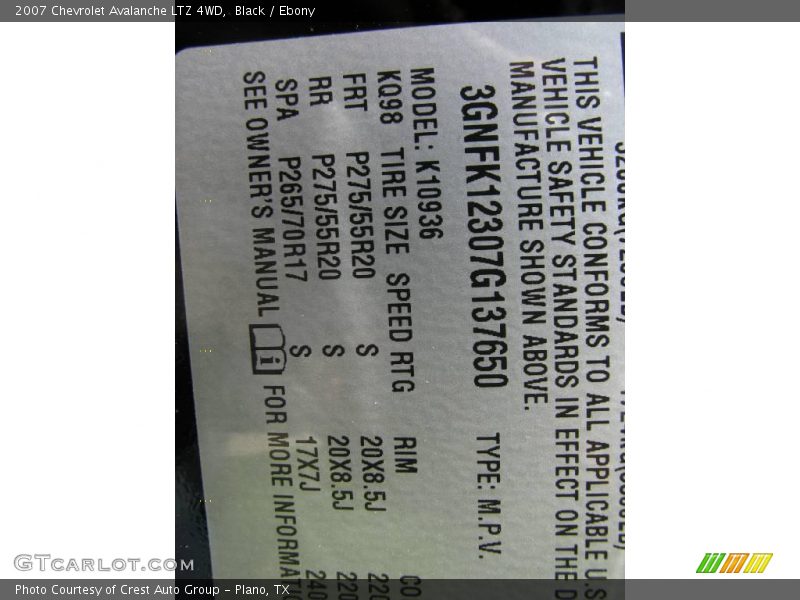 Black / Ebony 2007 Chevrolet Avalanche LTZ 4WD