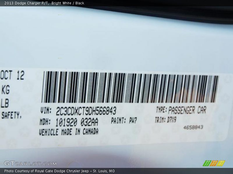 Bright White / Black 2013 Dodge Charger R/T