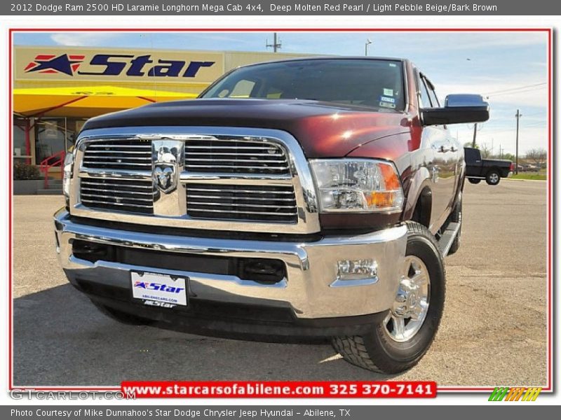 Deep Molten Red Pearl / Light Pebble Beige/Bark Brown 2012 Dodge Ram 2500 HD Laramie Longhorn Mega Cab 4x4