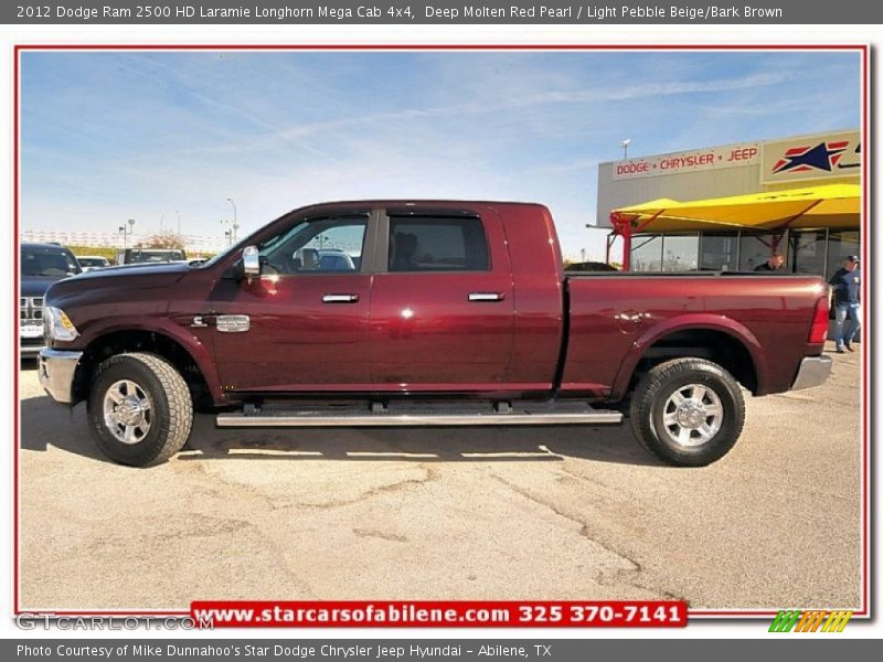 Deep Molten Red Pearl / Light Pebble Beige/Bark Brown 2012 Dodge Ram 2500 HD Laramie Longhorn Mega Cab 4x4