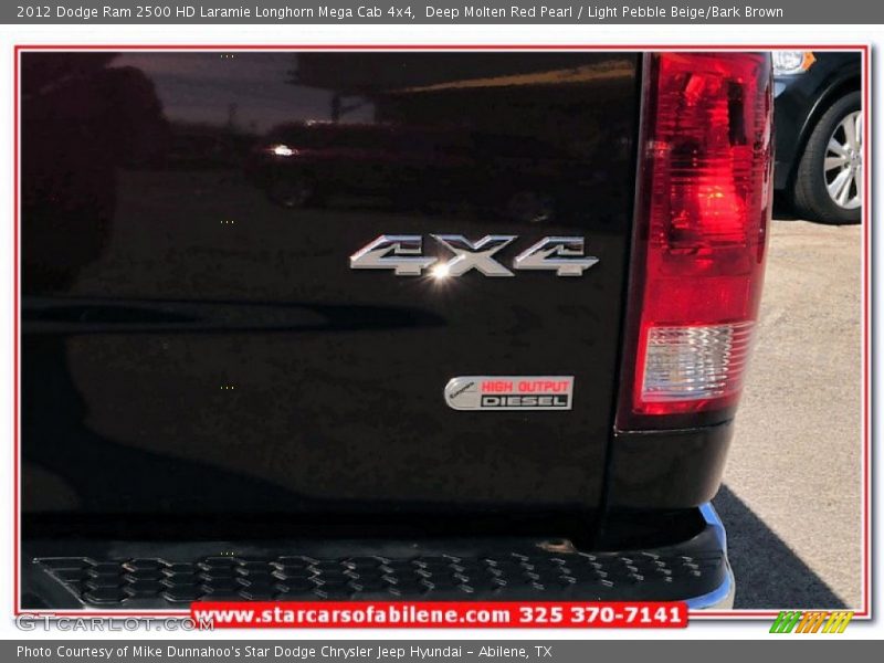 Deep Molten Red Pearl / Light Pebble Beige/Bark Brown 2012 Dodge Ram 2500 HD Laramie Longhorn Mega Cab 4x4