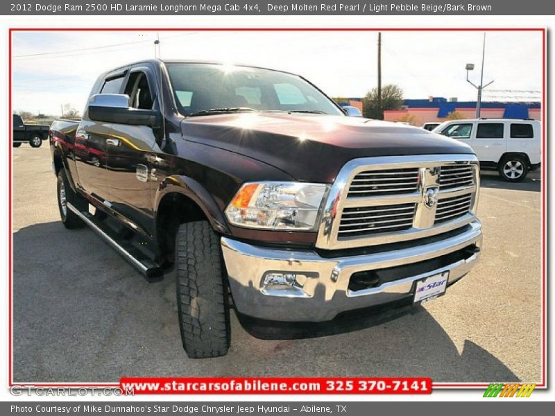 Deep Molten Red Pearl / Light Pebble Beige/Bark Brown 2012 Dodge Ram 2500 HD Laramie Longhorn Mega Cab 4x4