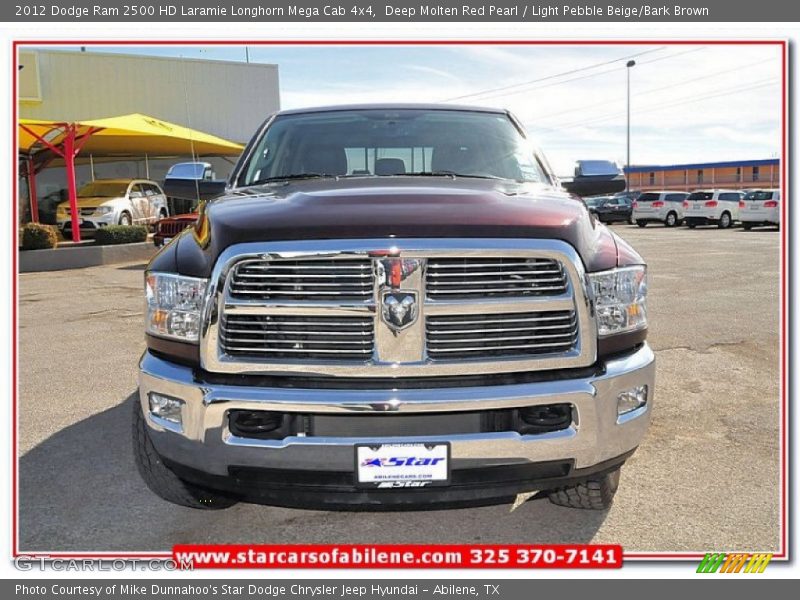 Deep Molten Red Pearl / Light Pebble Beige/Bark Brown 2012 Dodge Ram 2500 HD Laramie Longhorn Mega Cab 4x4