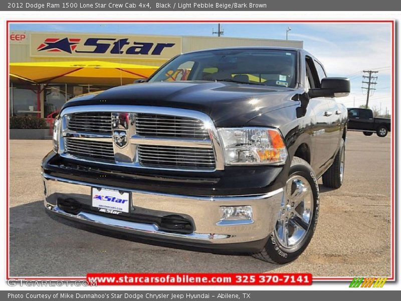 Black / Light Pebble Beige/Bark Brown 2012 Dodge Ram 1500 Lone Star Crew Cab 4x4