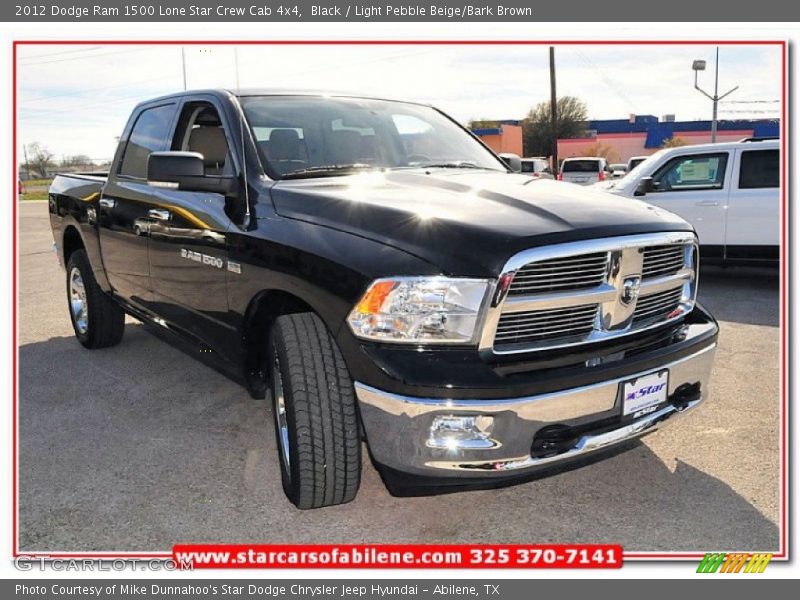 Black / Light Pebble Beige/Bark Brown 2012 Dodge Ram 1500 Lone Star Crew Cab 4x4