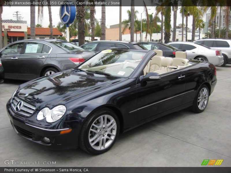 Capri Blue Metallic / Stone 2009 Mercedes-Benz CLK 350 Cabriolet