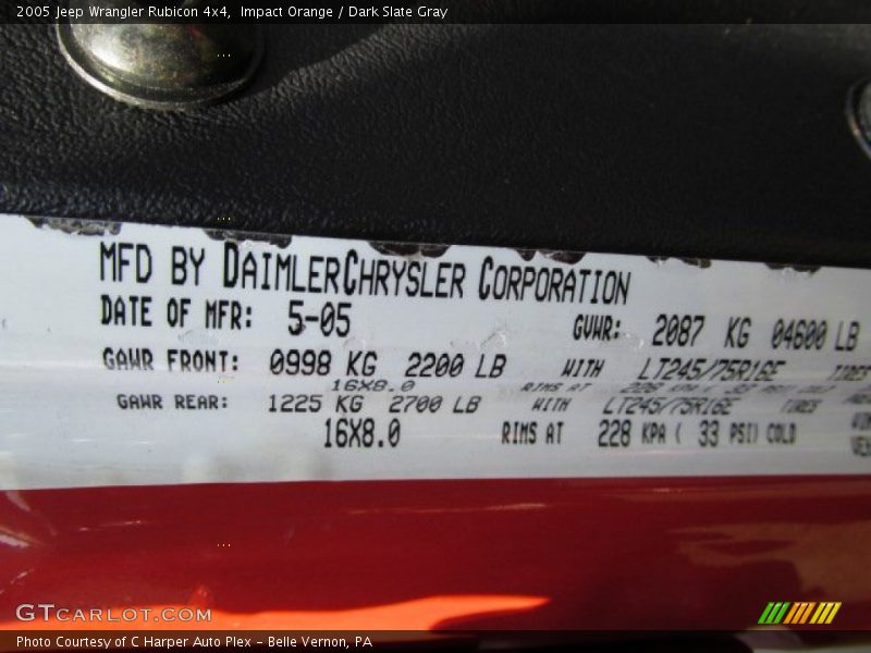 Impact Orange / Dark Slate Gray 2005 Jeep Wrangler Rubicon 4x4