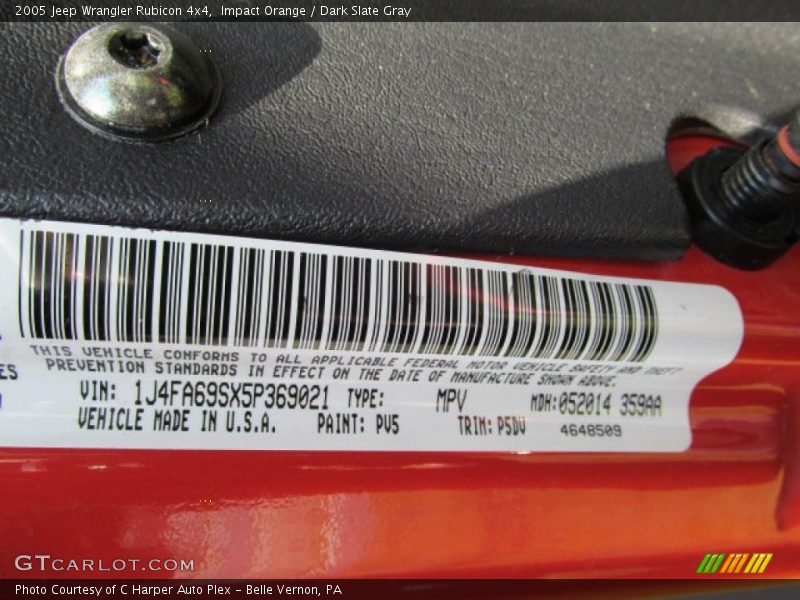 Impact Orange / Dark Slate Gray 2005 Jeep Wrangler Rubicon 4x4