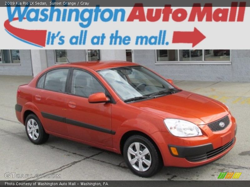 Sunset Orange / Gray 2009 Kia Rio LX Sedan