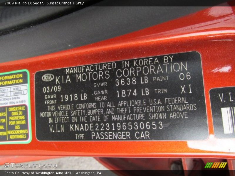 Sunset Orange / Gray 2009 Kia Rio LX Sedan