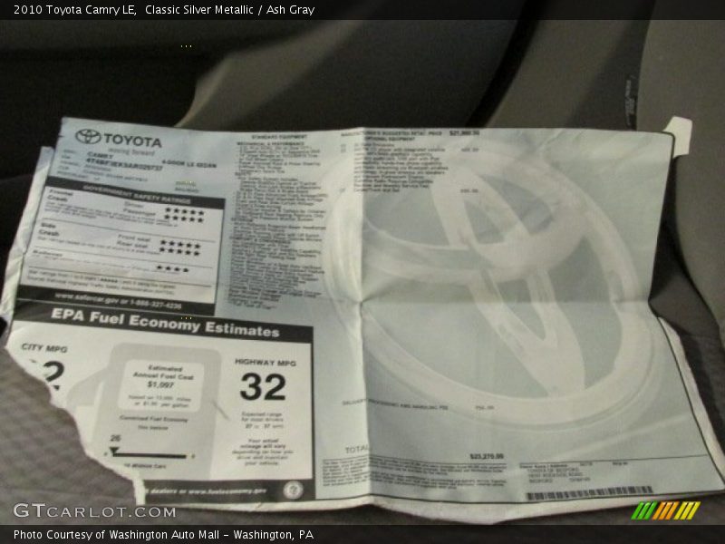 Classic Silver Metallic / Ash Gray 2010 Toyota Camry LE