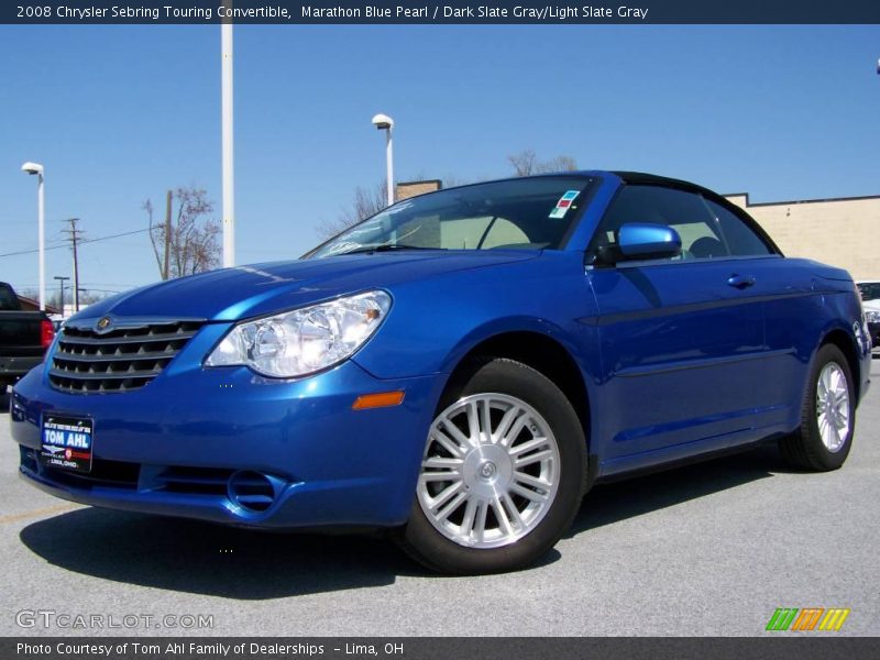 Marathon Blue Pearl / Dark Slate Gray/Light Slate Gray 2008 Chrysler Sebring Touring Convertible