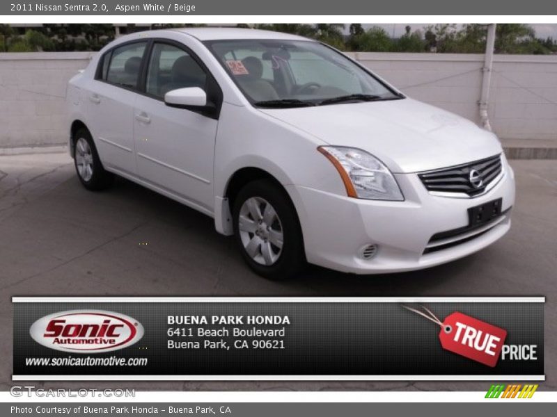 Aspen White / Beige 2011 Nissan Sentra 2.0