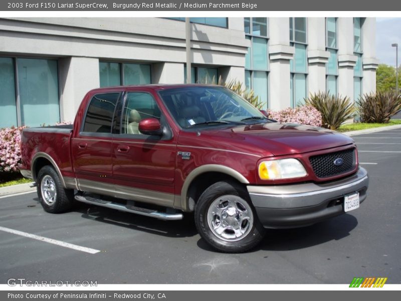 Burgundy Red Metallic / Medium Parchment Beige 2003 Ford F150 Lariat SuperCrew