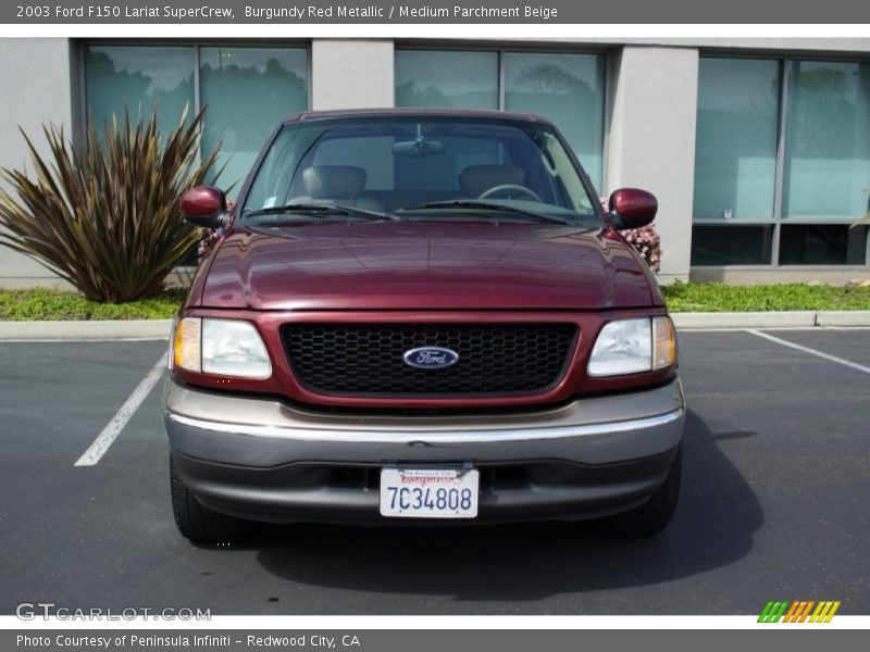 Burgundy Red Metallic / Medium Parchment Beige 2003 Ford F150 Lariat SuperCrew