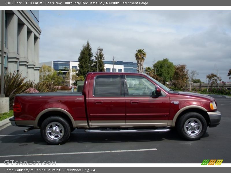 Burgundy Red Metallic / Medium Parchment Beige 2003 Ford F150 Lariat SuperCrew