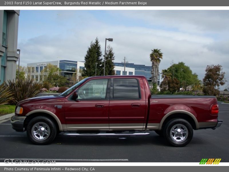 Burgundy Red Metallic / Medium Parchment Beige 2003 Ford F150 Lariat SuperCrew