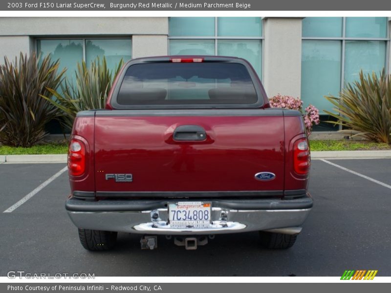 Burgundy Red Metallic / Medium Parchment Beige 2003 Ford F150 Lariat SuperCrew