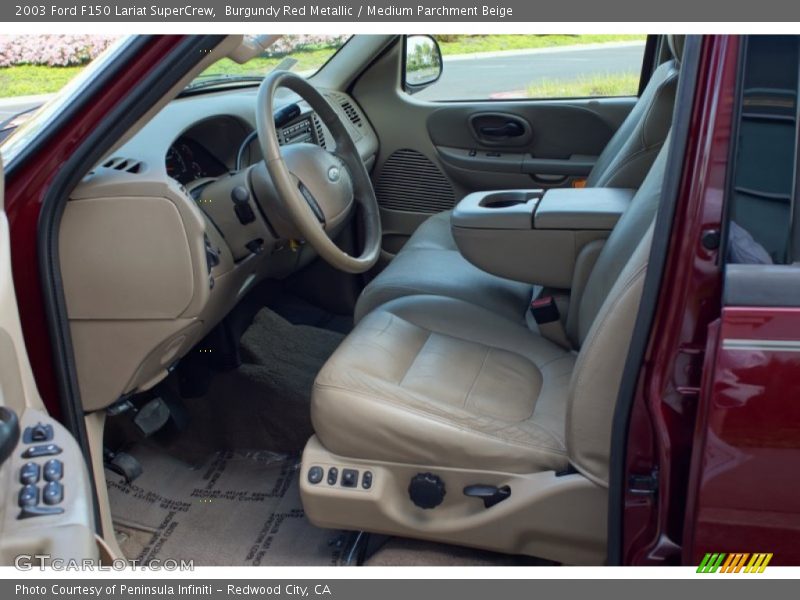 Burgundy Red Metallic / Medium Parchment Beige 2003 Ford F150 Lariat SuperCrew