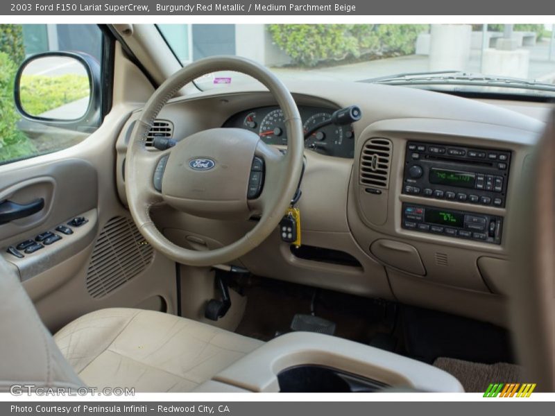 Burgundy Red Metallic / Medium Parchment Beige 2003 Ford F150 Lariat SuperCrew
